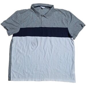 Calvin Klein Colorblock Polo Shirt Men's Size‎ XXL Gray Navy White Short Sleeve
